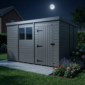 13x10 Pent Composite Shed (Single Door, With Windows)