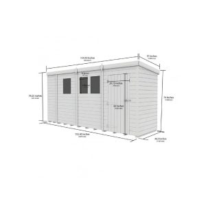 13 x 4 Pent Shed (Double Door, No Windows)