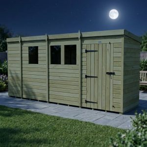 13 x 4 Pent Shed (Single Door, With Windows)