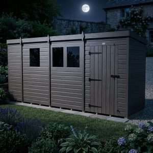 13x4 Pent Composite Shed (Single Door, With Windows)