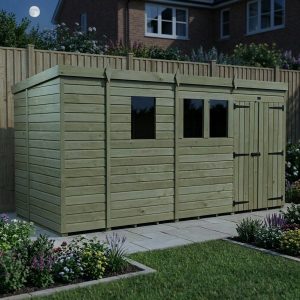 13 x 5 Pent Shed (Double Door, With Windows)