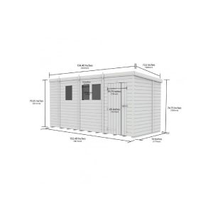 13x6 Pent Composite Shed (Single Door, With Windows)