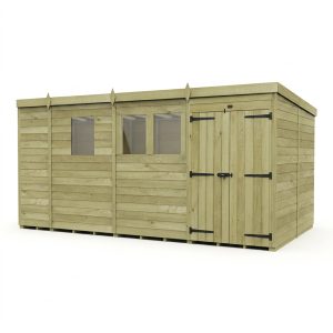 13 x 7 Pent Shed (Double Door, With Windows)