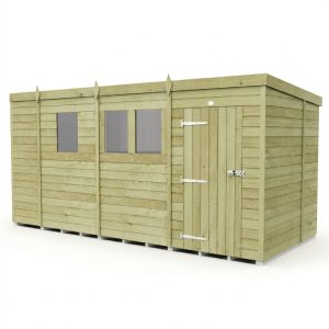 13 x 7 Pent Shed (Single Door, With Windows)