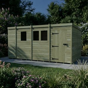 13 x 8 Pent Shed (Single Door, With Windows)