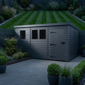 13x8 Pent Composite Shed (Single Door, With Windows)