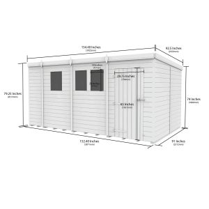 13 x 8 Security Pent Shed (Single Door)