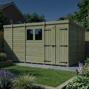 13 x 9 Pent Shed (Double Door, With Windows)