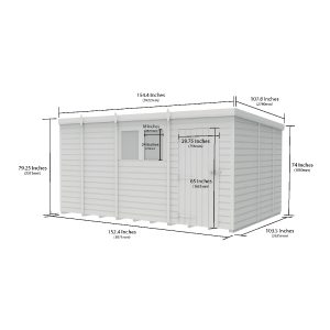 13 x 9 Pent Shed (Single Door, With Windows)