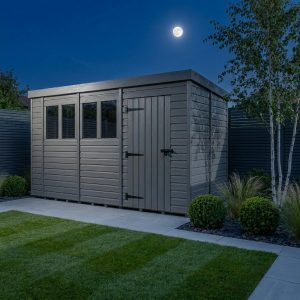 13x9 Pent Composite Shed (Single Door, With Windows)
