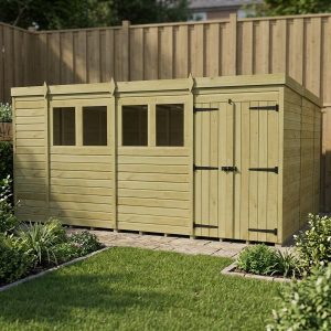 14 x 10 Pent Shed (Double Door, With Windows)