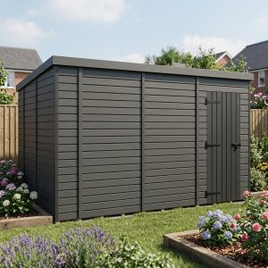 14x10 Pent Composite Shed (Single Door, No Windows)