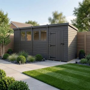 14x4 Pent Composite Shed (Single Door, With Windows)