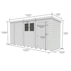 14 x 4 Security Pent Shed (Single Door)