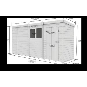14x4 Composite Pent Security Shed