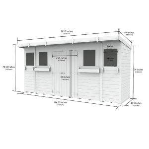 14 x 4 Pent Summer Shed