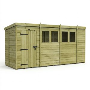 14 x 5 Pent Shed (Single Door, With Windows)