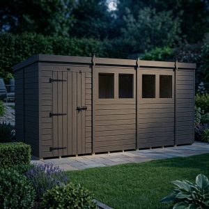 14x5 Pent Composite Shed (Single Door, With Windows)