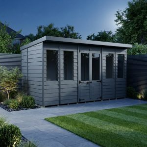 14x5 Composite Pent Summer House (Double Doors, With Windows)