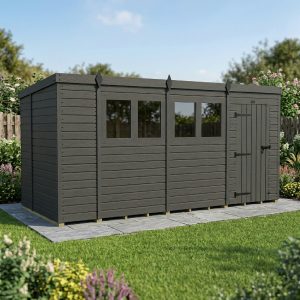 14x6 Pent Composite Shed (Single Door, With Windows)