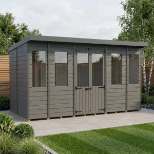 14x6 Composite Pent Summer House (Double Doors, With Windows)