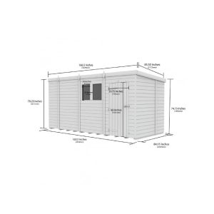 14 x 7 Pent Shed (Single Door, With Windows)