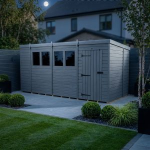 14x7 Pent Composite Shed (Single Door, With Windows)