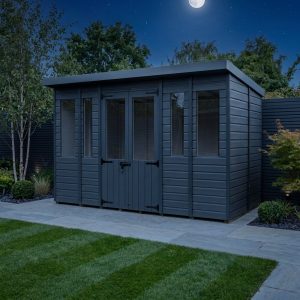 14x7 Composite Pent Summer House (Double Doors, With Windows)