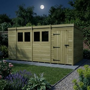 14 x 8 Pent Shed (Single Door, With Windows)
