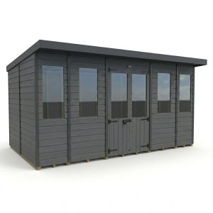14x8 Composite Pent Summer House (Double Doors, With Windows)