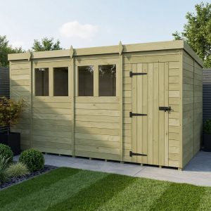 14 x 9 Pent Shed (Single Door, With Windows)