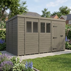 14x9 Pent Composite Shed (Single Door, With Windows)