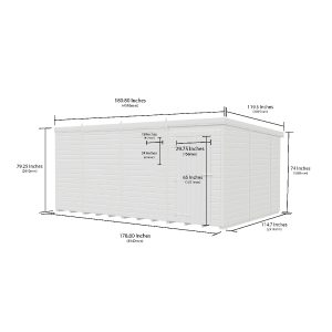 15 x 10 Pent Shed (Single Door, No Windows)