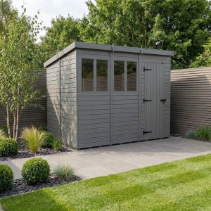 15x10 Pent Composite Shed (Single Door, With Windows)