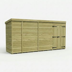 15 x 4 Pent Shed (Double Door, No Windows)