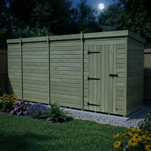 15 x 4 Pent Shed (Single Door, No Windows)