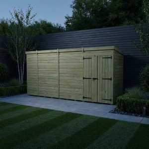 15 x 5 Pent Shed (Double Door, No Windows)