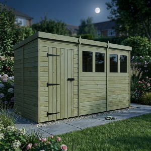 15 x 5 Pent Shed (Single Door, With Windows)
