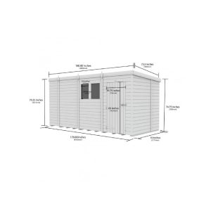 15x6 Pent Composite Shed (Single Door, No Windows)