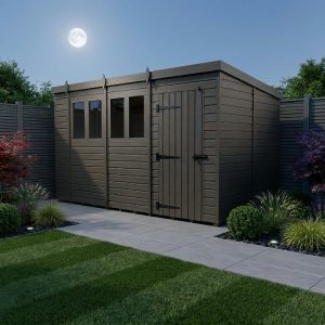 15x6 Pent Composite Shed (Single Door, With Windows)