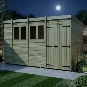 15 x 7 Pent Shed (Double Door, With Windows)