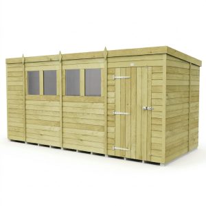15 x 7 Pent Shed (Single Door, With Windows)