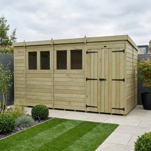 15 x 8 Pent Shed (Double Door, With Windows)