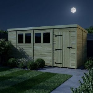 15 x 8 Pent Shed (Single Door, With Windows)