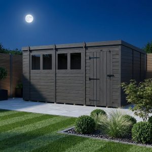 15x9 Pent Composite Shed (Single Door, With Windows)