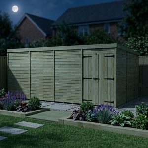 16 x 10 Pent Shed (Double Door, No Windows)