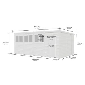 16x10 Pent Composite Shed (Single Door, No Windows)