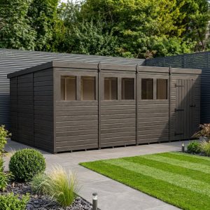 16x10 Pent Composite Shed (Single Door, With Windows)