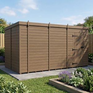 16x4 Pent Composite Shed (Single Door, No Windows)