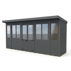 16x4 Composite Pent Summer House (Double Doors, With Windows)